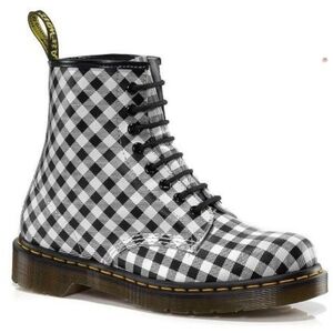 Dr Martens England Checkered Double Stitch Grunge Combat Boots Womens Size 6